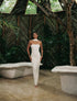 Vestido Luna de Santo Azul en color Ivory largo con silueta fluida y diseño de autor para mujer – Moda colombiana de lujo resort | Casa Precis, Concept Store