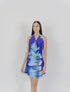 Vestido Magnolia Mini de Santo Azul en color Nite corto con diseño estructural para mujer – Moda colombiana de lujo contemporáneo | Casa Precis, Concept Store