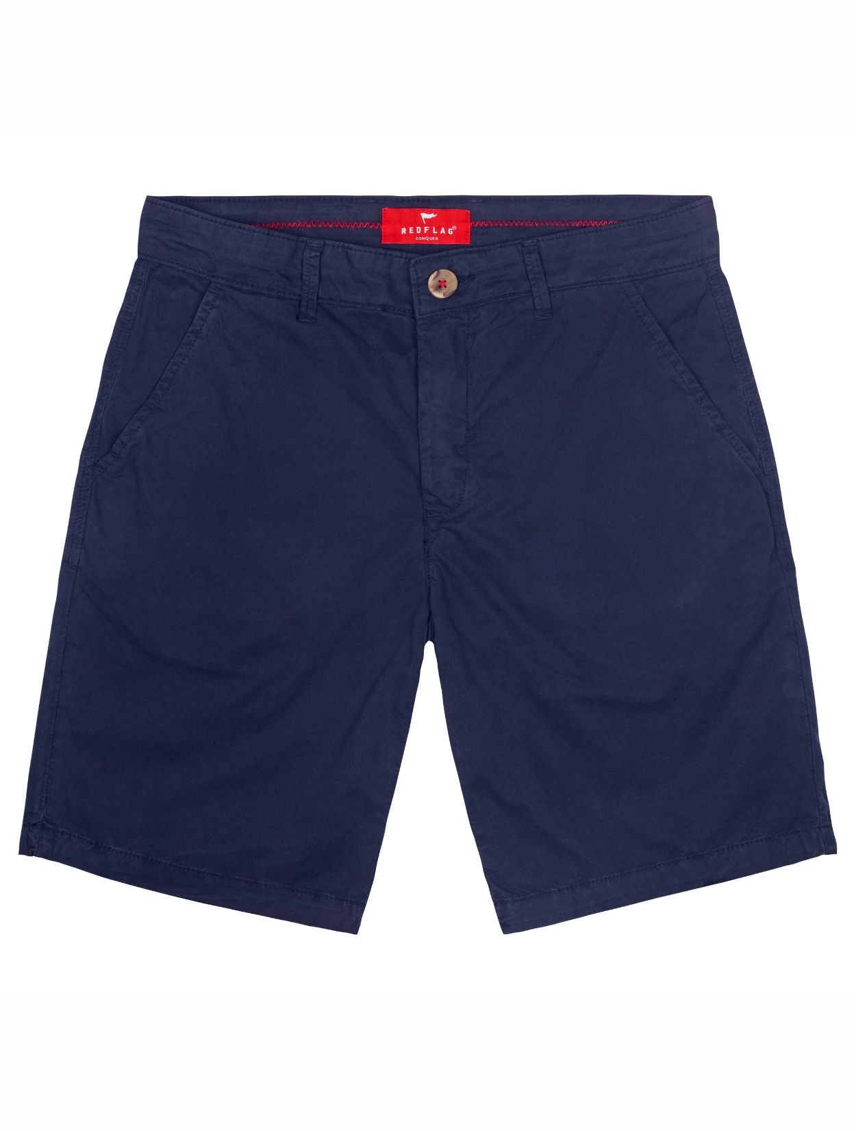 Bermuda de Lino Premium Azul Oscuro de Corte Clásico y Diseño de Autor de la marca colombiana Red Flag x Casa Precis, Concept Store