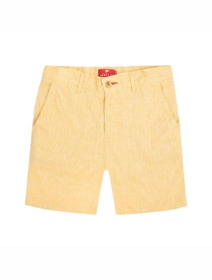 Bermuda de lino premium en color amarillo de la marca Red Flag – Ropa de verano de lujo y diseño de autor hecho en Colombia | Casa Precis, Concept Store