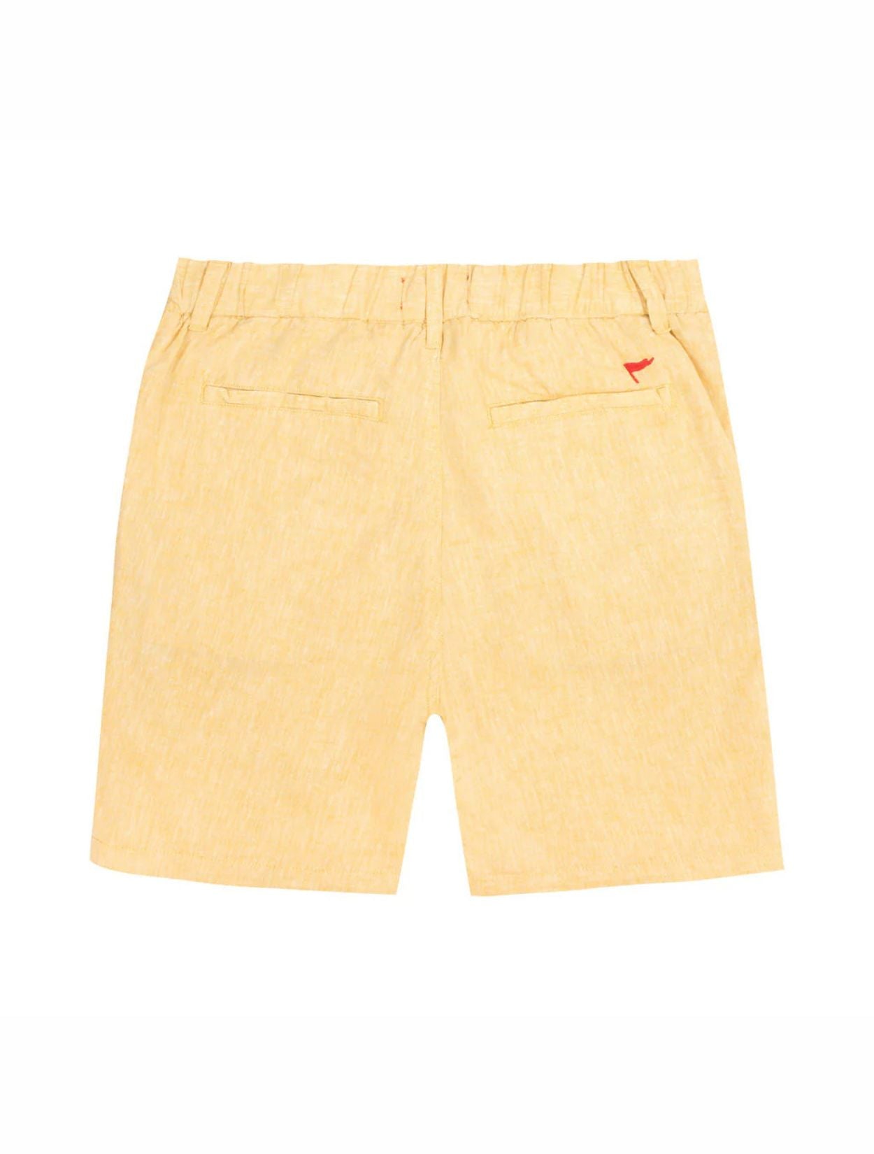 Bermuda de lino premium en color amarillo de la marca Red Flag – Ropa de verano de lujo y diseño de autor hecho en Colombia | Casa Precis, Concept Store