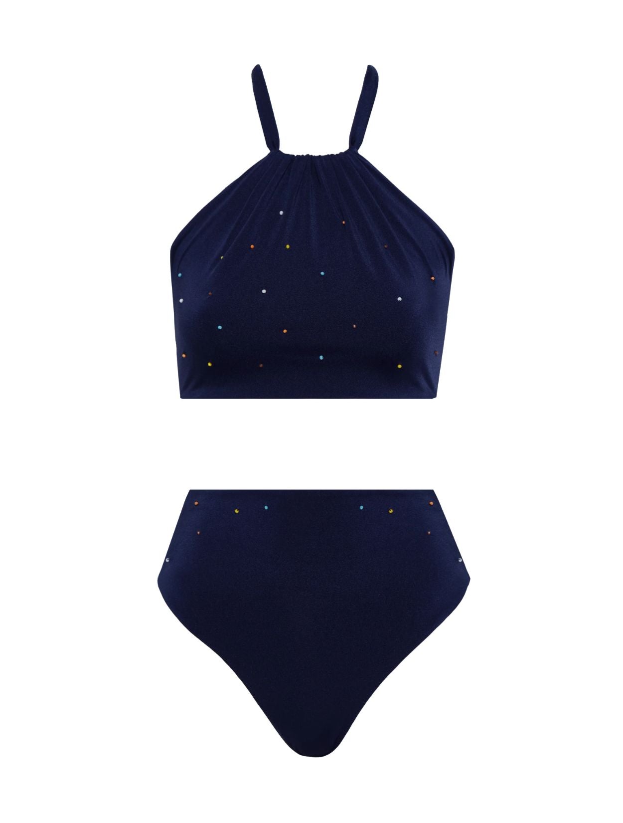 Set de bikini completo Actinia Deep Blue de la marca Barcés con top estructurado y panty a juego en azul profundo – Vestido de baño de lujo artesanal hecho en Colombia | Casa Precis, Concept Store