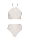 Bikini Actinia de la marca Barcés con diseño estructurado y cortes geométricos minimalistas – Top de vestido de baño de lujo hecho en Colombia | Casa Precis, Concept Store