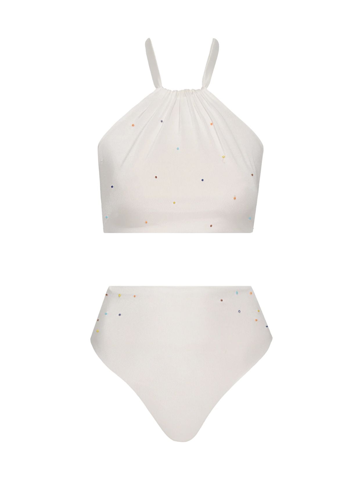 Bikini Actinia de la marca Barcés con diseño estructurado y cortes geométricos minimalistas – Top de vestido de baño de lujo hecho en Colombia | Casa Precis, Concept Store