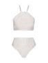 Bikini Actinia de la marca Barcés con diseño estructurado y cortes geométricos minimalistas – Top de vestido de baño de lujo hecho en Colombia | Casa Precis, Concept Store