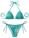 Bikini de dos piezas Bandana Green de la marca Flor Amazona con estampado gráfico en tonos verdes de diseño de autor – Vestido de baño de lujo hecho en Colombia | Casa Precis, Concept Store