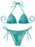Bikini de dos piezas Bandana Green de la marca Flor Amazona con estampado gráfico en tonos verdes de diseño de autor – Vestido de baño de lujo hecho en Colombia | Casa Precis, Concept Store