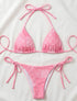 Bikini de dos piezas Bandana Pink de la marca Flor Amazona con estampado gráfico rosa de diseño de autor – Vestido de baño de lujo hecho en Colombia | Casa Precis, Concept Store
