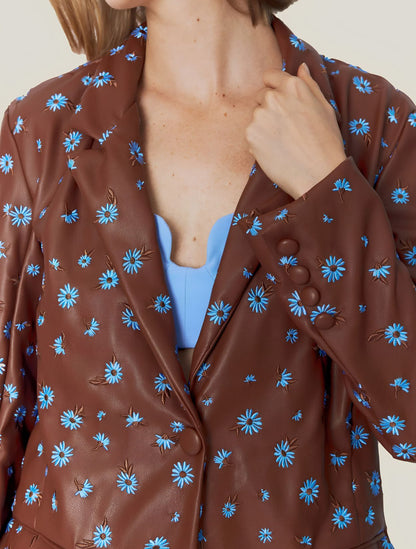 Embroidered Brown & Blue Blazer | Blazer Bordado Marrón y Azul | The Good Neighbor
