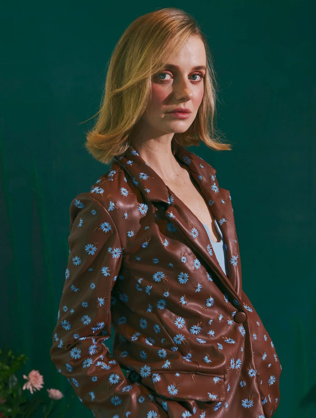 Embroidered Brown & Blue Blazer | Blazer Bordado Marrón y Azul | The Good Neighbor