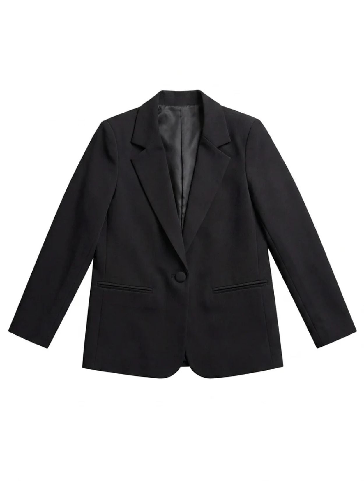 Twiggy Blazer de la marca Décadas en color negro con detalle posterior abullonado en cuero sintético y bordado de flor blanca – Blazer sastrero de diseño de autor hecho en Colombia | Casa Precis, Concept Store