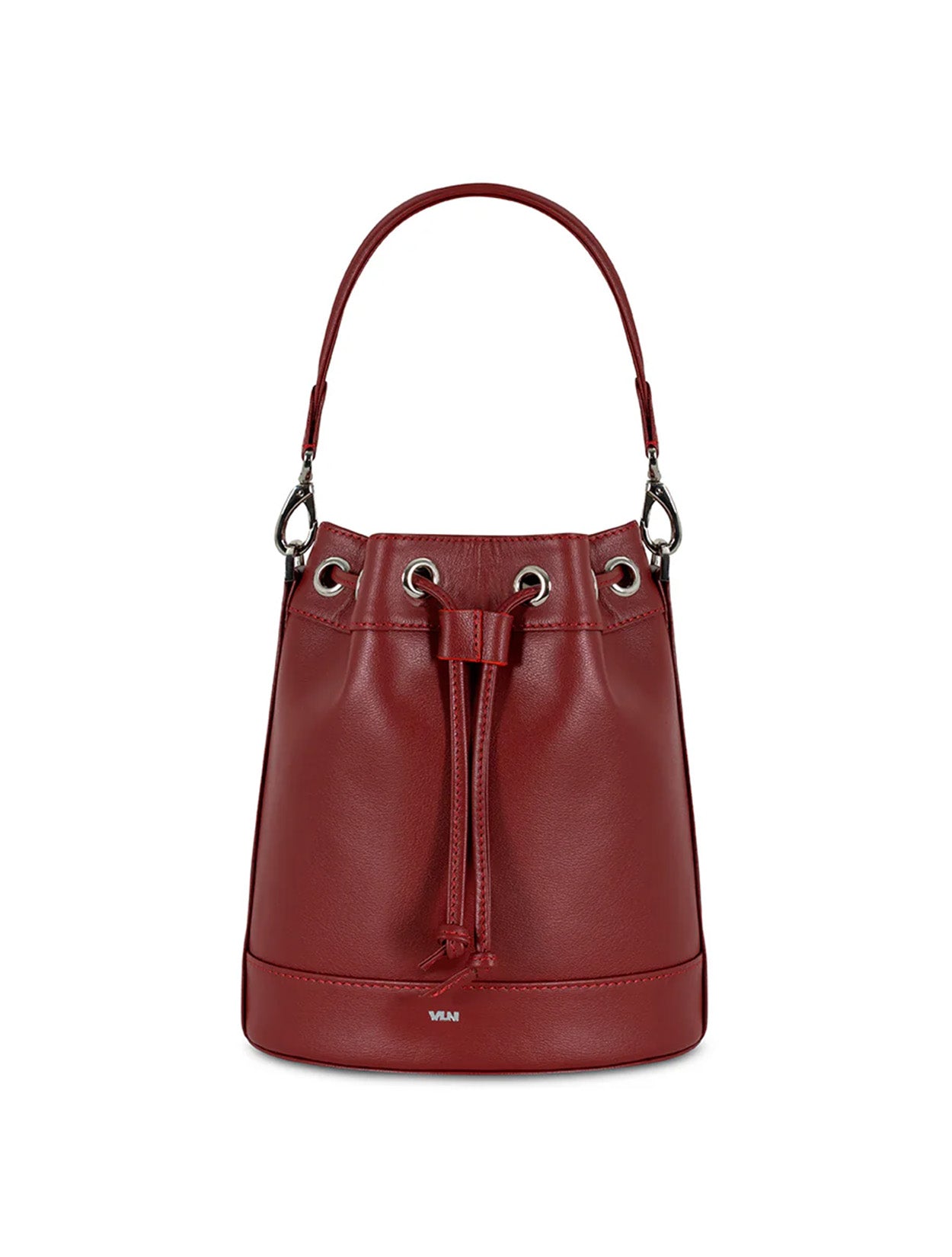 Bolso Naomi de VLN tipo bucket en cuero color rojo con doble correa removible para mujer – Moda colombiana de diseño | Casa Precis, Concept Store