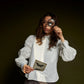 Camisa blanca con mangas de volumen segmentado modelo Caterpillar de la marca Disímil – Camisería de lujo y diseño contemporáneo de autor hecho en Colombia | Casa Precis, Concept Store