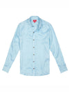 Camisa de lino premium en color azul claro de manga larga de la marca Red Flag – Ropa de lujo en fibras naturales y diseño de autor hecho en Colombia | Casa Precis, Concept Store