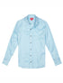 Camisa de lino premium en color azul claro de manga larga de la marca Red Flag – Ropa de lujo en fibras naturales y diseño de autor hecho en Colombia | Casa Precis, Concept Store