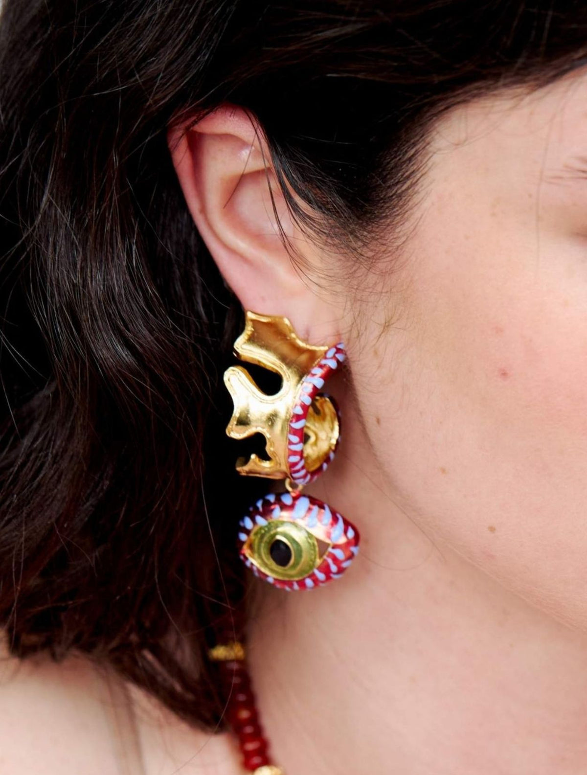 Candongas Gato Gota Burdeos | Joyería Contemporánea | Sara y Flora