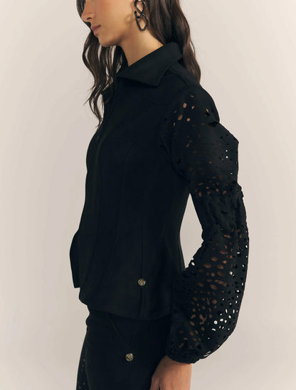 Chaqueta Jorobada Negro | Chaqueta Negra con Láser