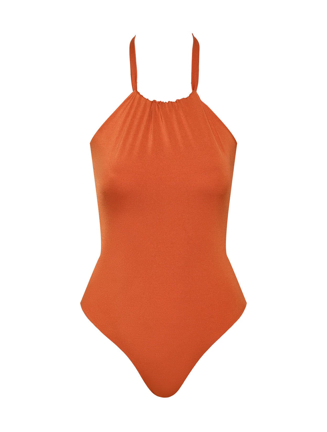 Enterizo Aurora Suntan de la marca Barcés con diseño minimalista estructurado y silueta anatómica de una pieza – Vestido de baño entero de lujo hecho en Colombia | Casa Precis, Concept Store