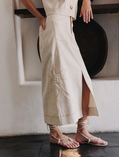 Falda Recta Denim Natural | Falda Denim Elegante para Mujer