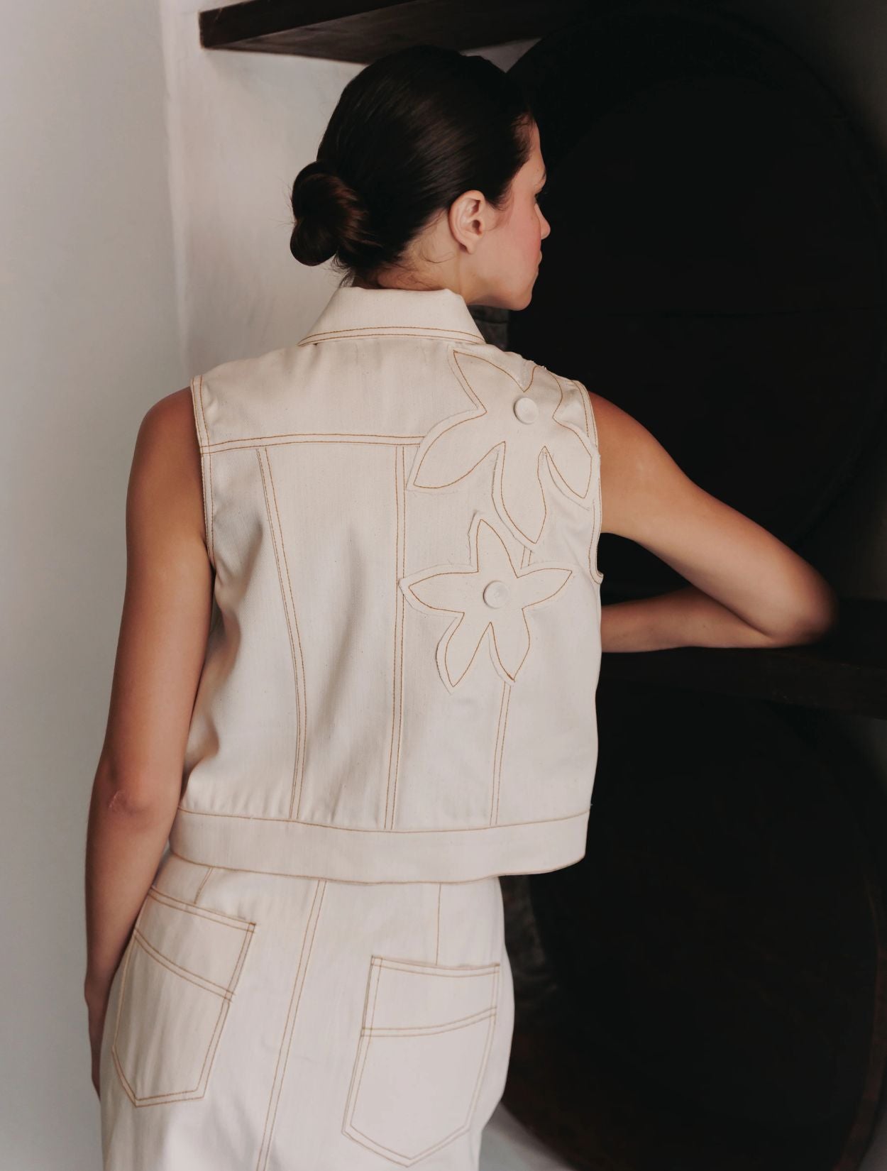 Falda y Vest Recta Denim Natural | Set Denim Elegante para Mujer