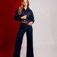 Jeans Ember de Silueta Wide Leg con Detalle de Costura Frontal en Denim Premium de la marca colombiana Fredda x Casa Precis, Concept Store. Primer plano.