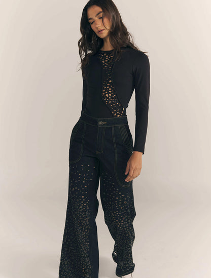 Minke Jean Black | Jean Negro de Tiro Alto
