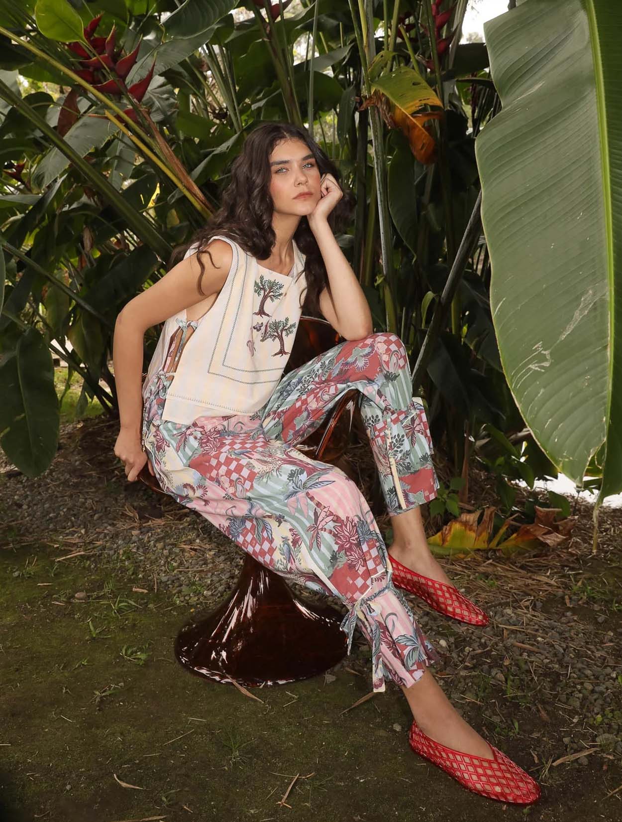 Pantalón Greenhouse Paradise | Ropa de Mujer Slow Fashion Estampado Colombiano x Flow Inspire Us x Casa Precis