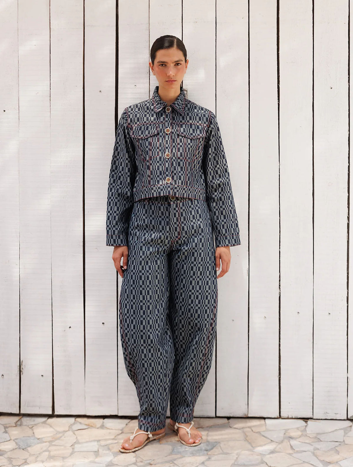 Pantalón Barrel Cuadros | Pantalón Femenino de Diseño | Diana Buelvas