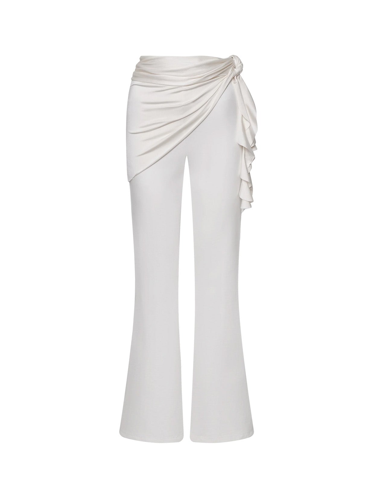 Pantalón fluido Cyanea Pants Ivory de la marca Barcés en tono marfil con bota ancha wide-leg y tiro alto – Pantalón de resortwear de lujo hecho en Colombia | Casa Precis, Concept Store