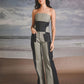 Pantalón denim bicolor en bloques de contraste de la marca Diana Buelvas – Moda colombiana de lujo contemporáneo y diseño arquitectónico | Casa Precis, Concept Store