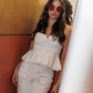 Pantalón denim en color marfil (Ivory) de la marca Diana Buelvas con tiro alto y silueta estructurada – Moda colombiana de lujo minimalista y diseño de autor | Casa Precis, Concept Store