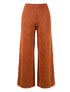 Pantalón Ancho Tejido con Jacquard Étnico y Botones Laterales – Color Terracota