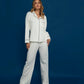 Set de pijama marfil de viscosa con camisa y pantalón modelo marfil de la marca Alma Sleepwear – Ropa de descanso de lujo y sleepwear de autor hecho en Colombia | Casa Precis, Concept Store