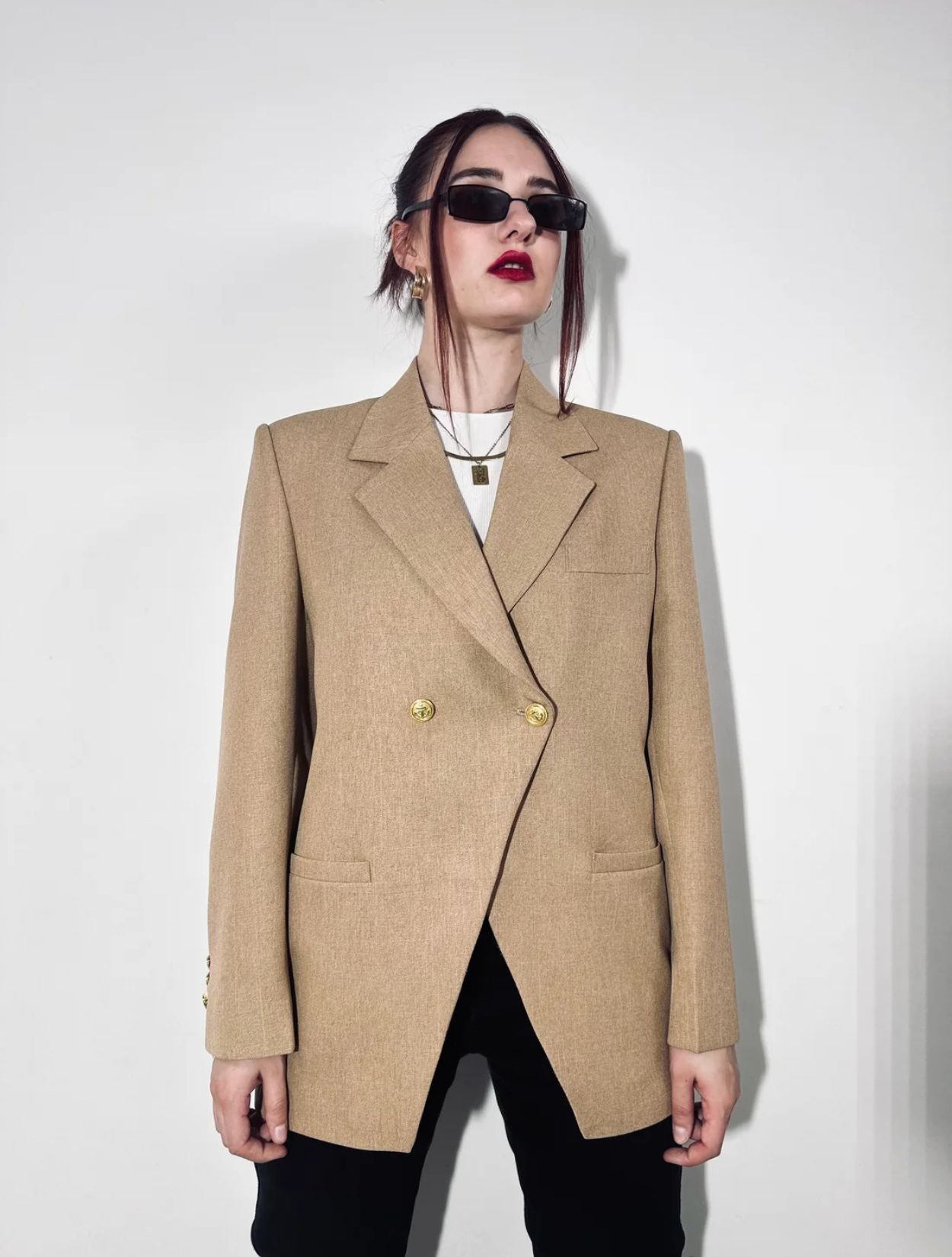 Blazer Camel Viena Cruzado en Lana | W Studios