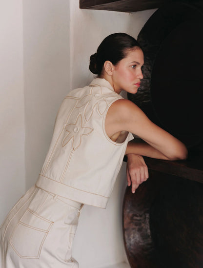 Vest Denim Natural | Chaleco Denim Elegante para Mujer