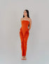 Vestido Aura del Sol de Santo Azul en color terracotta con silueta fluida y diseño de autor para mujer – Moda colombiana de lujo resort | Casa Precis, Concept Store