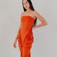 Vestido Aura del Sol de Santo Azul en color terracotta con silueta fluida y diseño de autor para mujer – Moda colombiana de lujo resort | Casa Precis, Concept Store