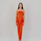Vestido Aura del Sol de Santo Azul en color terracotta con silueta fluida y diseño de autor para mujer – Moda colombiana de lujo resort | Casa Precis, Concept Store