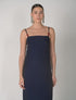 Vestido Maxi Navy de la marca Mawina en color azul profundo con silueta fluida – Moda colombiana de lujo resort y elegancia atemporal | Casa Precis, Concept Store